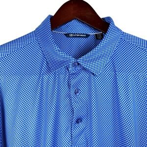 Cutter Buck Mens XXL Golf Polo Shirt Blue Geo Print Short Sleeve Performance